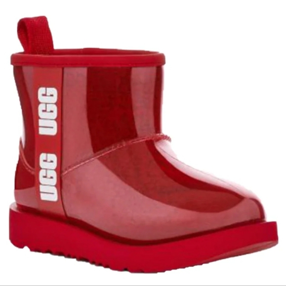 UGG girl's clear classic red mini boots - Picture 1 of 13